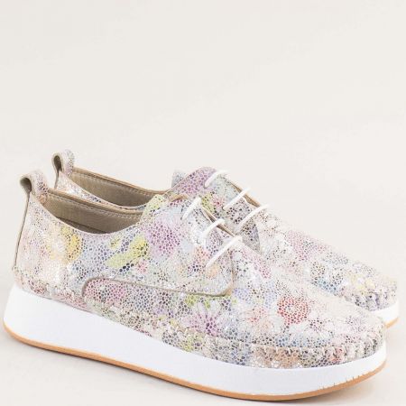 Сиви ежедневни обувки със сребристи флорални елементи me607srps