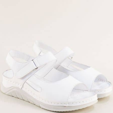 Бели комфортни дамски сандали естествена кожа me6113b