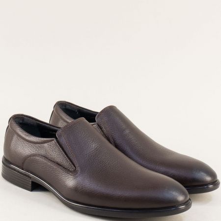 Мъжки официални обувки в кафяво естествена кожа me802kk