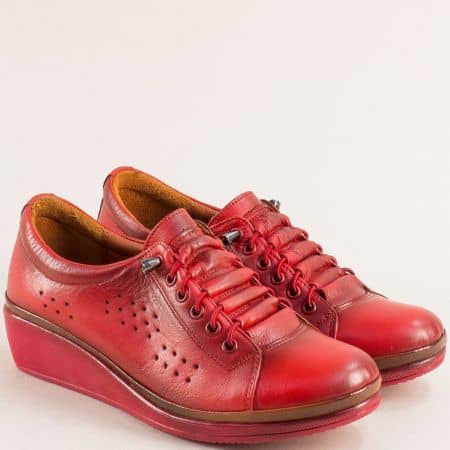 Червени анатомични дамски обувки ZEBRA met031chv