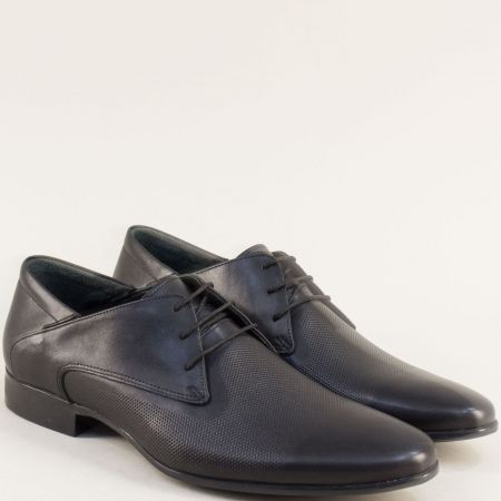 Черни официални мъжки обувки с ефектна естествена кожа met16036ch