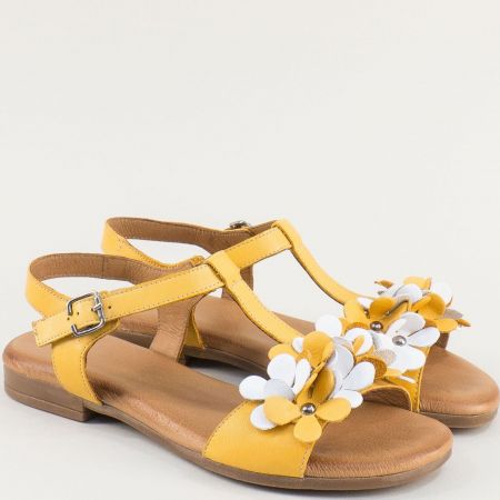 Дамски сандали с атрактивни цветя естествена кожа met2206j