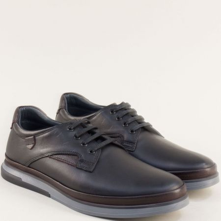 Мъжки комфортни обувки естествена кожа в черно met289ch