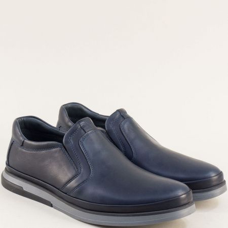Мъжки обувки от естествена кожа в син цвят  met291s