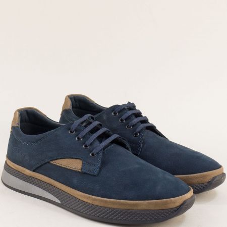 Ежедневни мъжки обувки с изчистена визия в син цвят met299nsbj