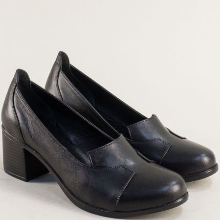 Дамски черни обувки на среден ток met314ch