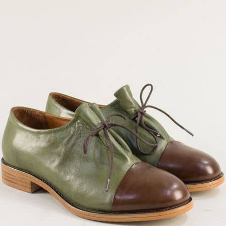 Дамски обувки в зелен и кафяв цвят mm206zk