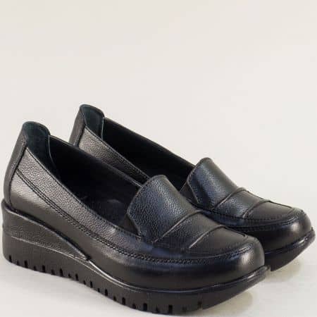 Черни дамски обувки на платформа от естествена кожа mm801ch