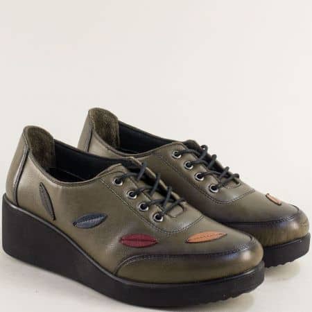 Зелени дамски обувки от кожа ZEBRA mt5002z