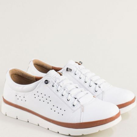 Дамски бели спортни обувки от естествена кожа n031db