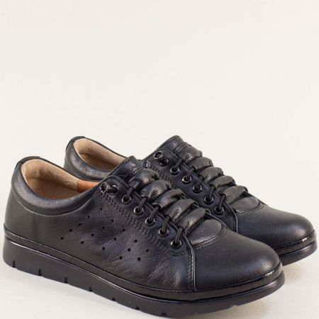 Ежедневни дамски обувки естествена кожа в черно с връзки n031dch1