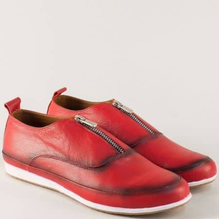 Червени дамски обувки от естествена кожа на комфортно ходило n195chv