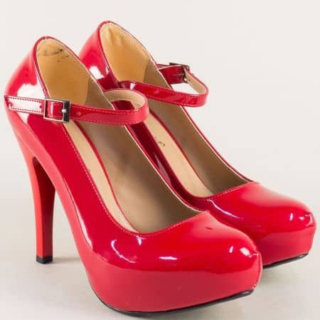 Червени дамски обувки на висок ток и скрита платформа n520lchv