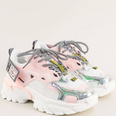 Дамски спортни обувки в бял и розов цвят nn80rz