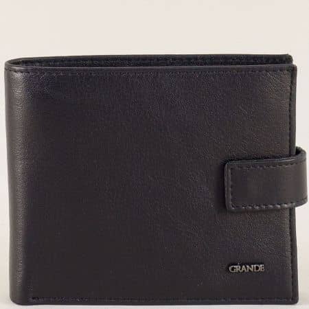 Кожен мъжки портфейл в черен цвят със закопчалка p3103ch