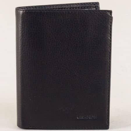 Черен мъжки портфейл от естествена кожа с две прегради  p411ch