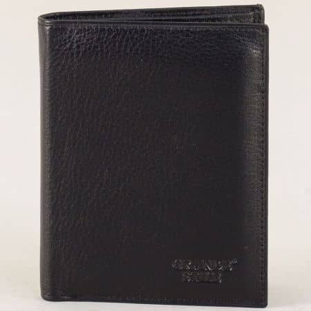 Кожен мъжки портфейл в черен цвят с две прегради  p531ch