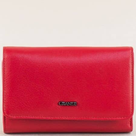 Дамски портфейл от естествена кожа в червен цвят p628chv