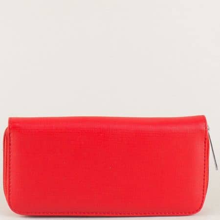 Дамски портфейл с цип в червен цвят p9992chv