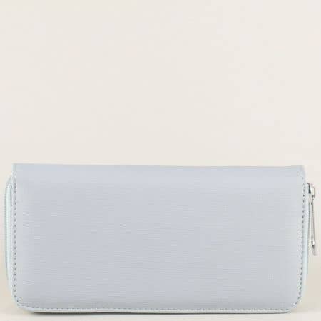 Дамски портфейл с цип в светло син цвят p9992s