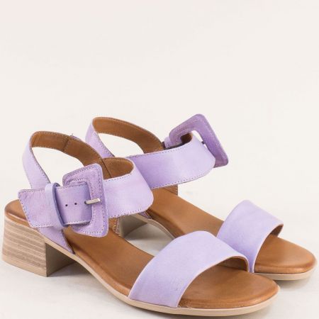 Летни дамски сандали на ток в лилава естествена кожа pal1502l