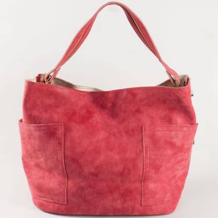Практична червена дамска чанта с вадещ се органайзер s1197chv