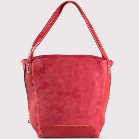 Дамска ежедневна чанта с две дръжки на водещ български производител в червен цвят s1180chv