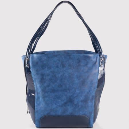 Дамска атрактивна чанта за всеки ден на български производител в син цвят s1180s
