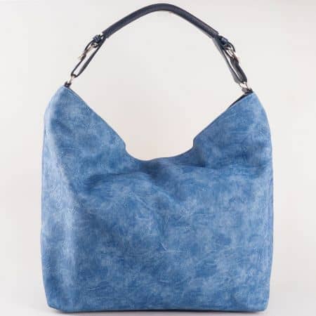 Дамска чанта за всеки ден със стилна визия и две дръжки на български производител в светло син цвят s1187s