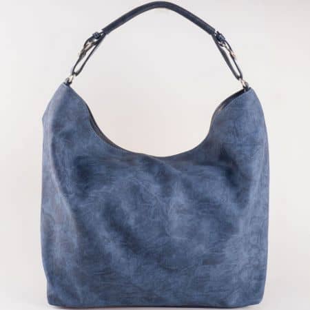 Дамска чанта с две дръжки на български производител в тъмно син цвят s1187ts