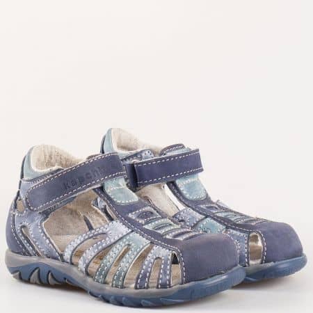 Детски летни сандали произведени от 100% естествена кожа на български производител в син цвят s19s
