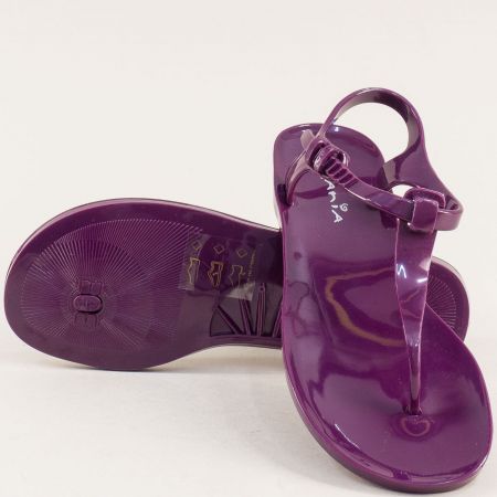 Равни дамски силиконови сандали  в лилав цвят s7193l