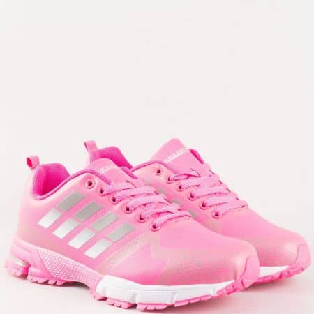 Розови дамски маратонки с връзки и грайферно ходило- Bulldozer  v62320-40rz