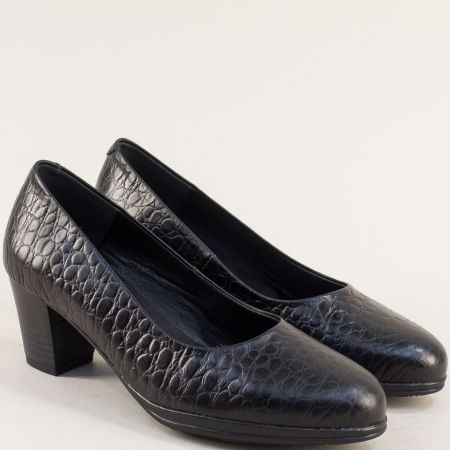 Черна обувка VALERIA'S от естествена кожа на ток v9601krch