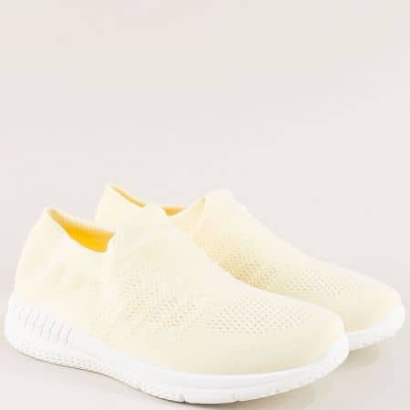 Жълти дамски маратонки от текстил тип чорап yj303j