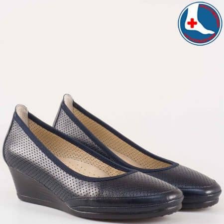 Дамски обувки за всеки ден произведени от висококачествена естествена кожа на български производител в син цвят z172903s