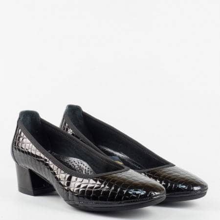 Черни ортопедични дамски обувки от естествена кожа Naturelle z695701krlch